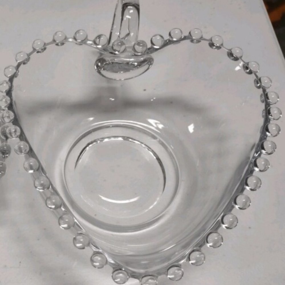 Small Handled Heart Bowl Candlewick Clear Imperial glass Valentine